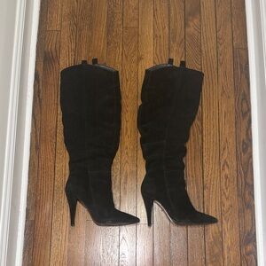 RAYE Black Suede Heeled Boots
